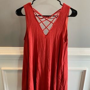 Sleveless Low Back Orange Summer Dress